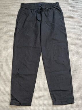 J.Crew Linen Blend Drawstring Pants 2 Womens Black Tapered